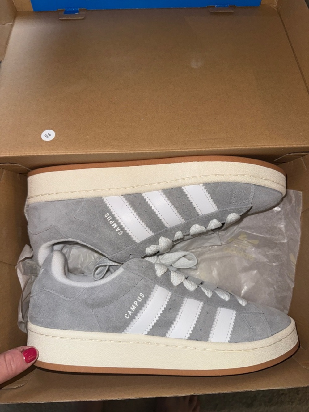 Brand new size Men 7.5 Woman 9-9.5 adidas Campus Suede Sneaks — Gray & White